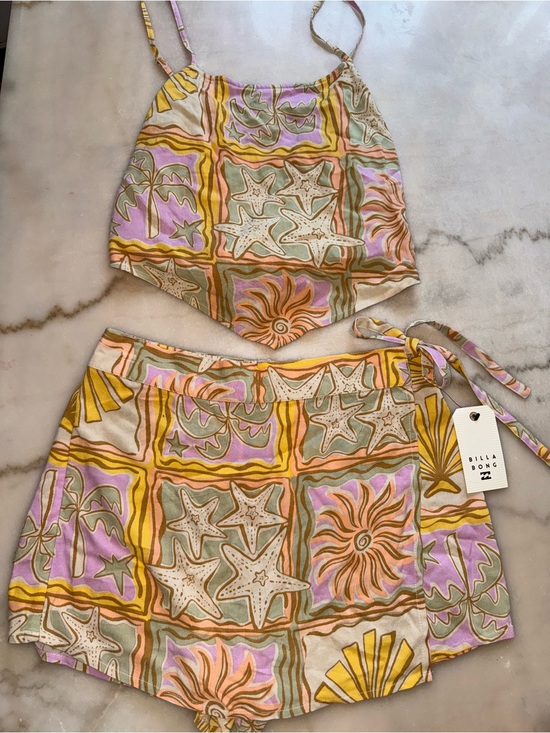 Billabong Dresses & Skirts - Billabong Two-Piece Skort Set in Yellow, Pink, Green, Cream